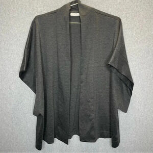 Natori Open Front Short Dolman Sleeve Stretch Gray Knit Lagenlook Kimono Jacket